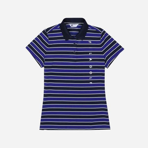 Camisas Polo Fila Mujer Azul Marino - Golf Striped S/S - España 265410IFQ